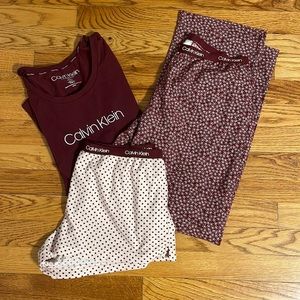 Calvin Klein 3 piece pajama/lounge wear set, size small in all 3